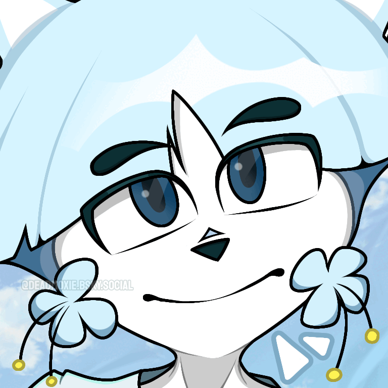 A character named Baths, eyes blinking. Character belongs to @inkgeist.bsky.social